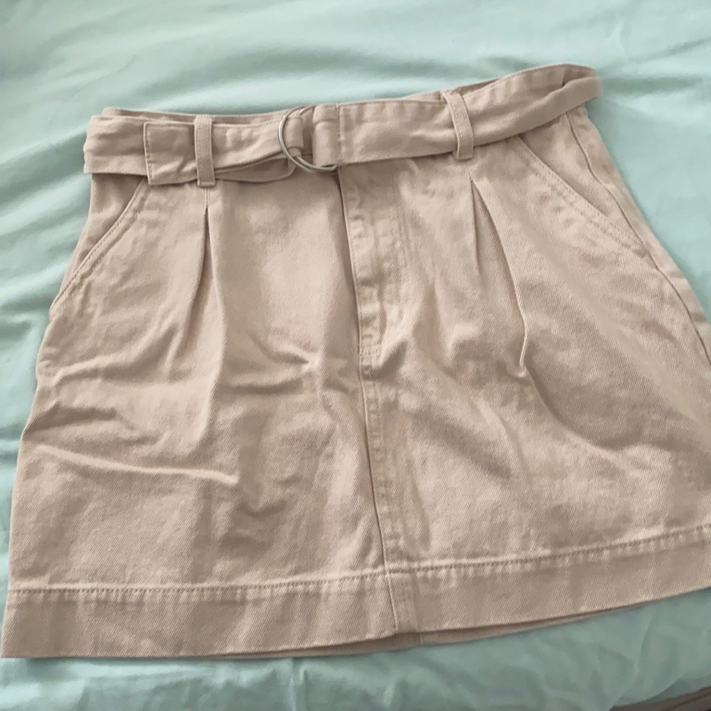 Khaki Skirt with Double Ring Belt